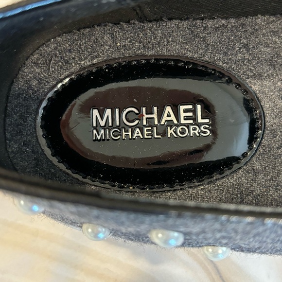 Michael Kors Keaton slip-on gray flannel slip pearl embellished loafers size 6.5 - Picture 7 of 10